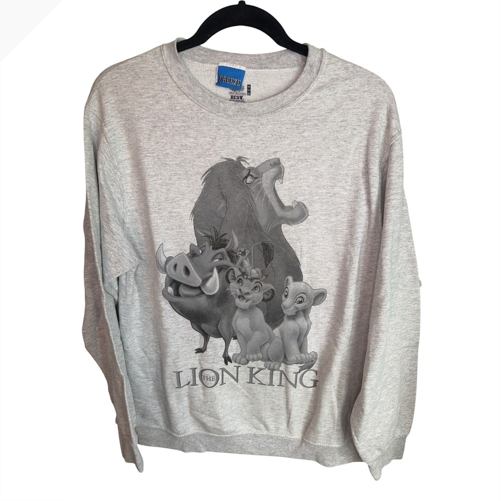 Vintage Y2K Freeze Disney Lion King Sweatshirt Gray Crewneck Fruit of the Loom M